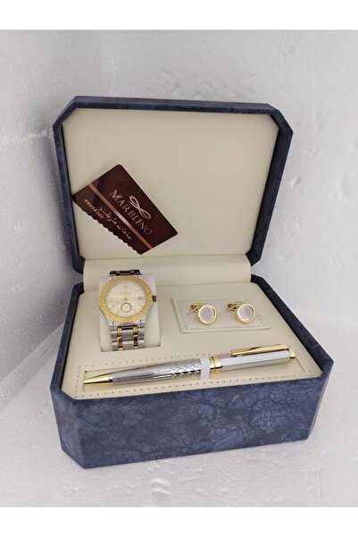 marblino Men's luxury Marbleno watch set with pen and formal cufflinks