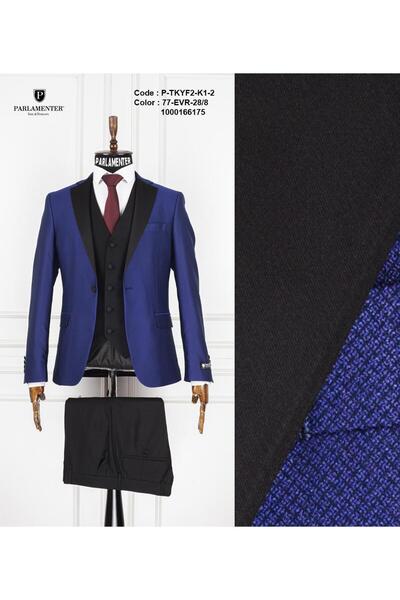 FABIO CASSEL Erkek Slim Fit Damatlık Takım Elbise – Düğün İçin Özel Tasarım