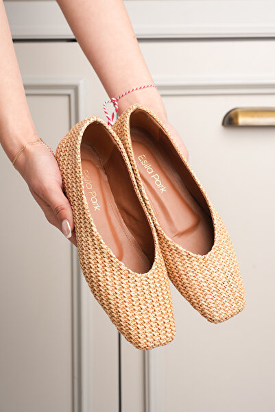 Esilapark Ψάθινο Μπεζ Χρώμα Γυναικείο Μπαλαρίνα Ορθοπεδικό Άνετο Enjoy