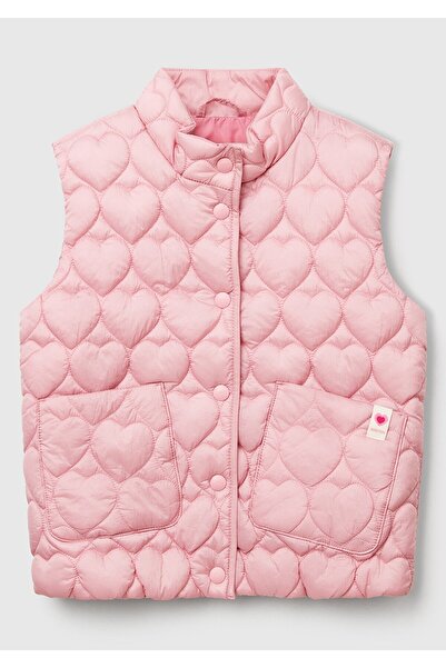 Benetton وردي فاتح للفتيات الصغيرات على شكل قلب سترة