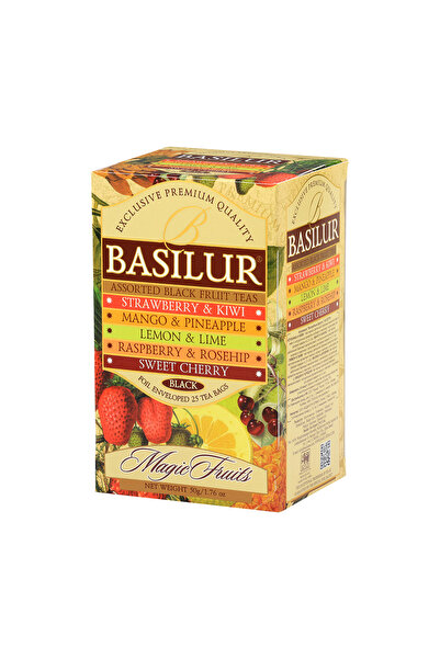 Basilur Magic Fruits Assorted Tea, Selection of Black Tea with Fruits, 25 Bags