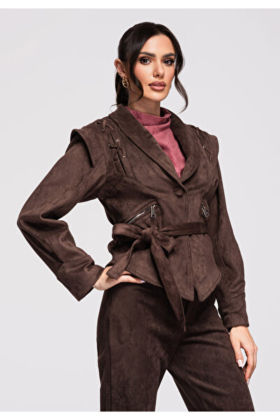 OMBRE Women's Elegant Ladies Jacket OW-JANP-0116 Coffee