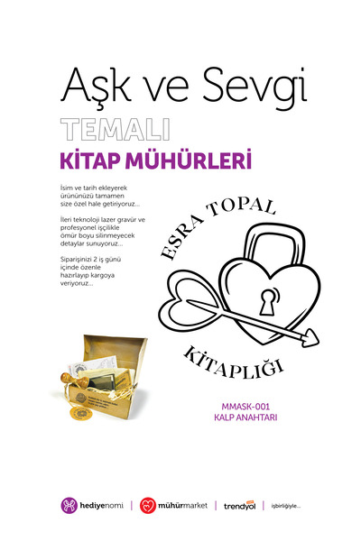 HEDİYENOMİ MühürMarket > ختم كتاب "قلب المفتاح: الحب والحنان" - Ex-libris - خ...