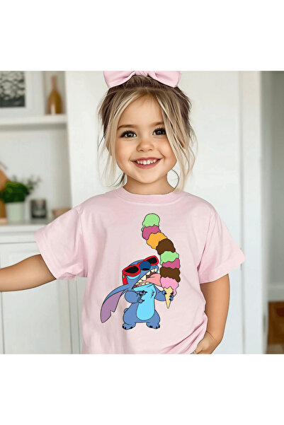Kartier Tricou Copil Roz Stitch Ice Cream