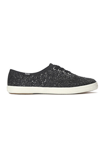 Keds Women's Champion Lace Up Glitter Textile Casual Sneaker Black