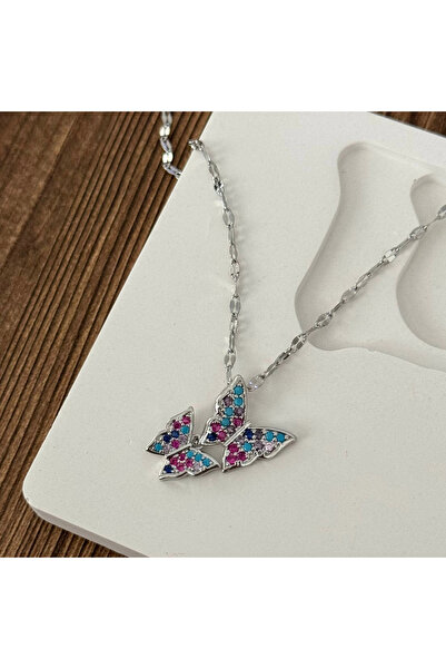 TURKAFONE قلادة على شكل فراشة بلونين