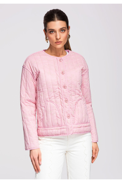 OMBRE Women's Cotton Quilted Jacket OW-JALP-0125 Rose