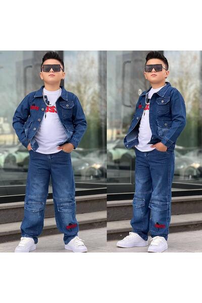öykümgaleria Boy's Denim Jacket and Pants 3-Piece Set