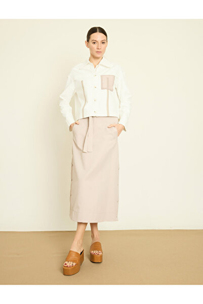 BGN workshop Kontrast Pocketed - Striped Shirt Jacket