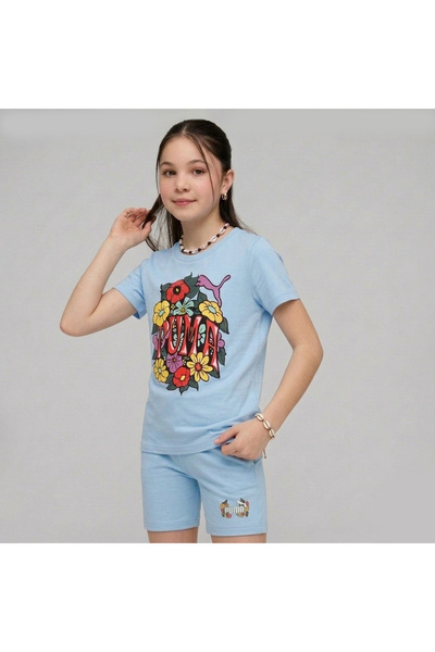 Puma طقم بدلة رياضية زرقاء للفتيات بتصميم من منتصف التسعينيات