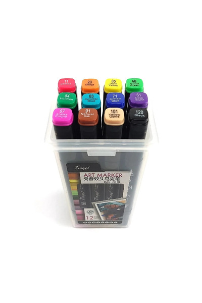 ofisturka Tinge Art Marker Plastik Çantalı Seti 12li MS 818