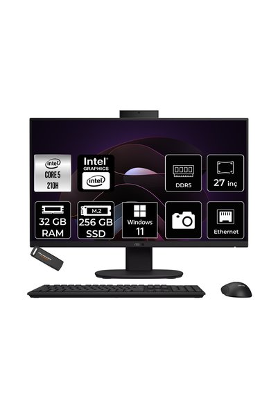 ASUS V470 Intel Core 5 210H 32GB 256GB SSD 27" FHD 100Hz W11H All in One Bilgisayar & PER4 USB