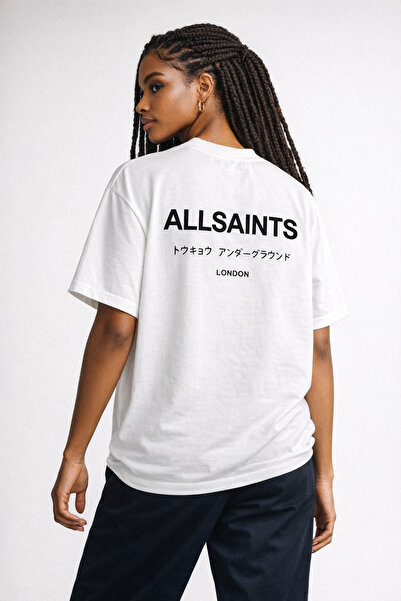 CAMBLYS تي شيرت UNISEX ALL SAINT مطبوع من الخلف والجهة الأمامية، مصنوع من قما...