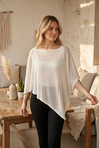 royal prime Women's Asymmetrical Sheer Poncho