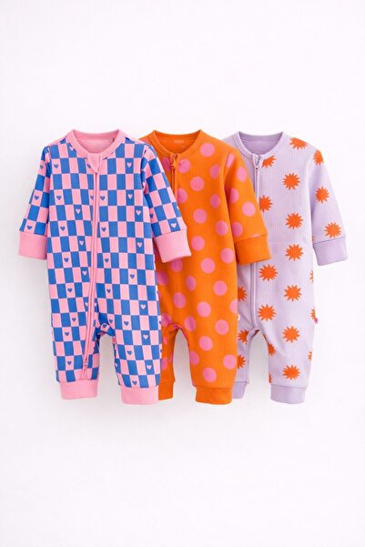 Next Baby Set of Cotton Multi-Colored Footless 3-Piece Jumpsuits
