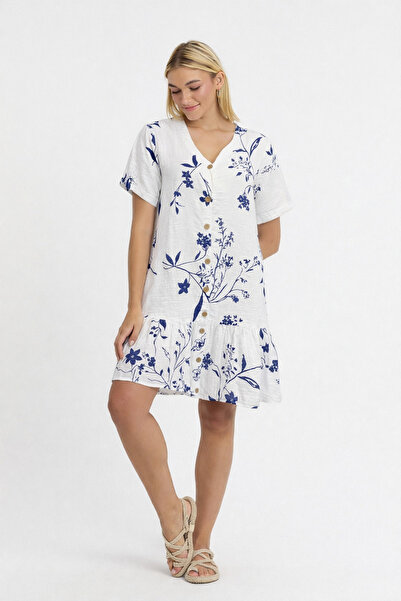 Heaven Ephesus Women's Dress - Muslin Patterned Datça Dress - 3055