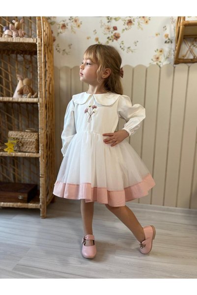 Little Pumpkin ÖNÜ NAKIŞLI KIZ ÇOCUK BAYRAMLIK ELBİSE