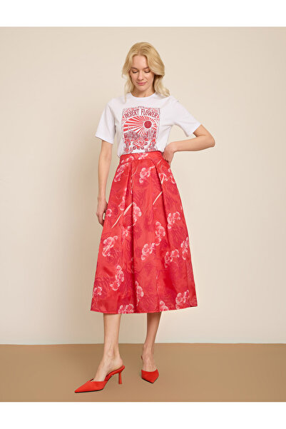 BGN workshop Flower Pattern Printed Midi Skirt