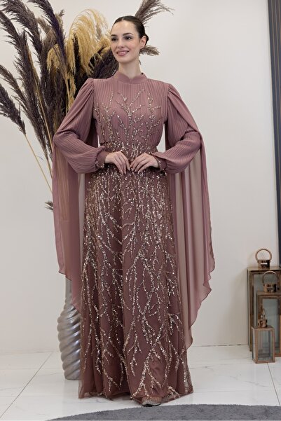 PİENNAR Kolları Pelerinli Ezgi Abiye