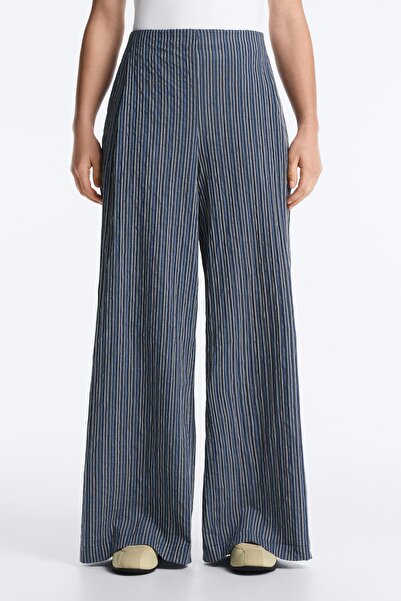 Oysho Wide leg desenli çizgili pamuklu pantolon