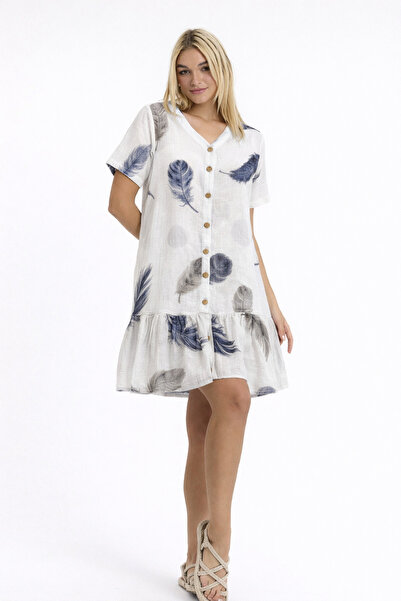 Heaven Ephesus Women's Dress - Muslin Patterned Datça Dress - 3055