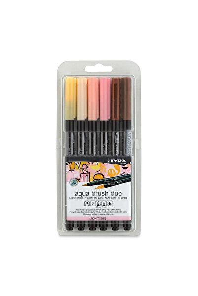 LYRA Aqua Brush Duo Reversible Brush Tip Pen Set of 6 Skin