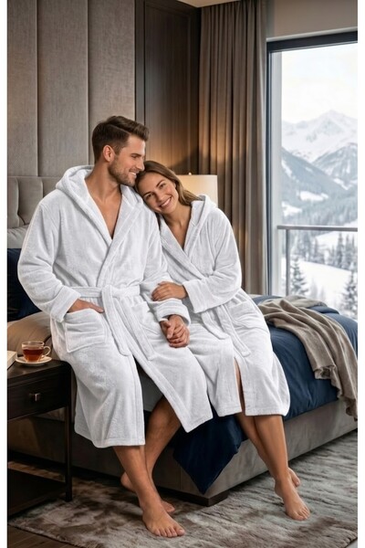 Packho Welsoft Unisex Sabahlık Battaniye - Uzun Kapüşonlu Peluş - Kırık Beyaz...