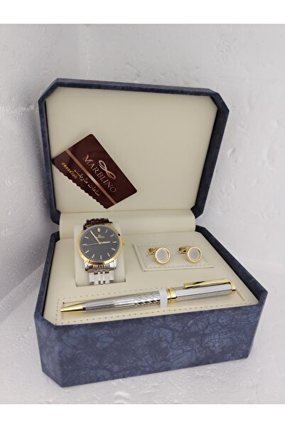 marblino Men's luxury Marbleno watch set with pen and formal cufflinks