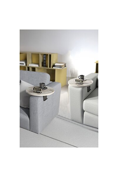 GOLDFALEZ Ikili (2 Adet)Yan Sehpa Ayarlanabilir Tepsi Dekoratif Modern