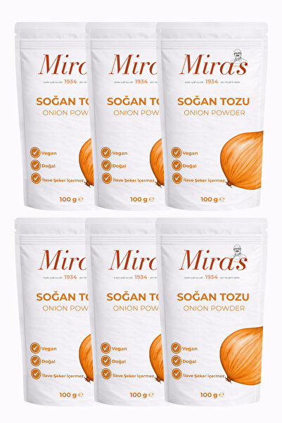 Miras 1934 Soğan Tozu - 600 g - Doğal Sebze Tozu - 100 g x 6