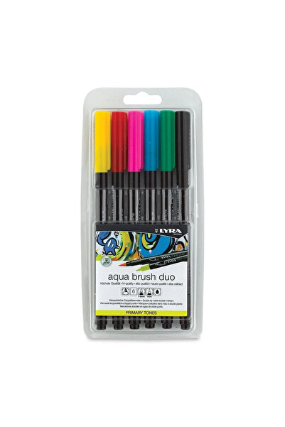 LYRA Aqua Brush Duo Reversible Brush Tip Pen Set of 6 Primary