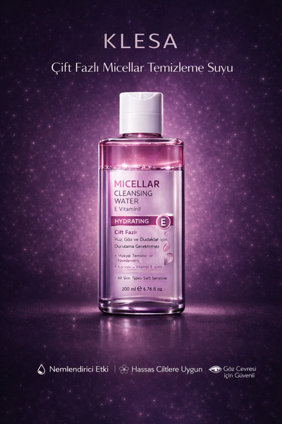 KLESA Çift Fazlı Micellar Temizleme Suyu 200 ml Durulama Gerektirmez