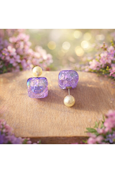 TChic Reversible Square Sugar Glittery Pearl Earrings