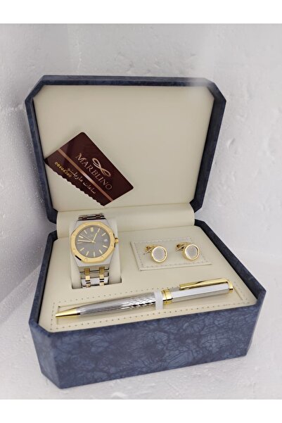 marblino Men's luxury Marbleno watch set with pen and formal cufflinks