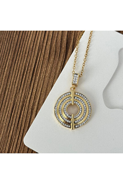 TURKAFONE Gold Silver Necklace with Ring Stone