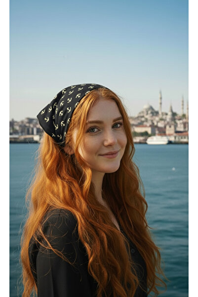 ADeN Accessories & Punch Çapa Desenli Kadın Bandana | %100 Pamuklu | Saç Band...