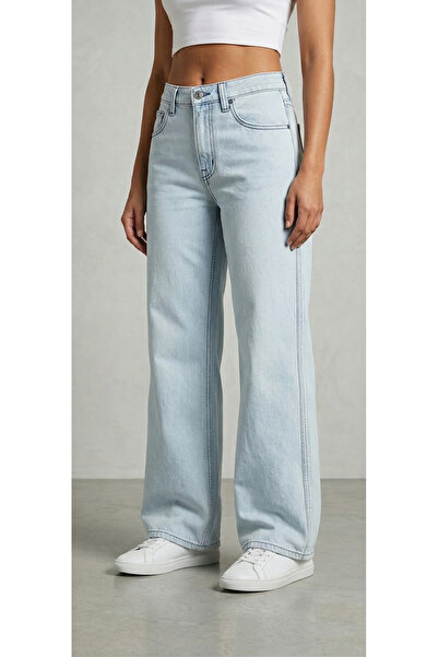 baim Women's Normal Waist Seam Detail Denim Trousers