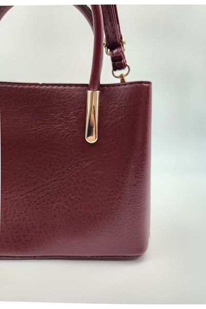 TUESFA Women's Burgundy Handbag Shoulder Bag - Soft Faux Leather , Three Compartments, Adjustable Strap Pieces, Stylish Model