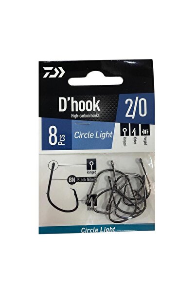 daiwa D'Hook Circle Light No:2/0 Black Nikel Olta İğnesi 8 Adet