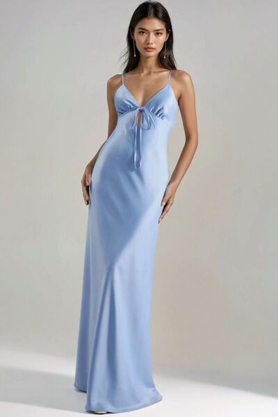 Hiccup Cut-Out Detail Tie-Detail Satin Maxi Dress