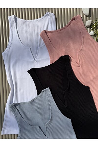 MODALİNOSA طقم نسائي مكون من حياكة مضلعة قطع من القماش بفتحة رقبة على شكل حرف...