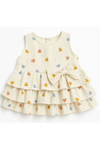 OEM Rochie pentru fetițe, bej, 80 cm, poplin cu fluturi colorați