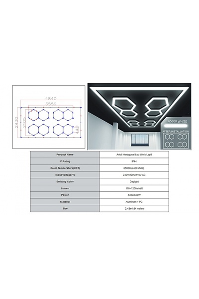 tuningset Sistem de iluminat de tavan hexagonal cu formă de fagure de miere 3...