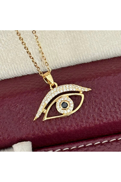 TURKAFONE Eye Navy Blue Stone Necklace