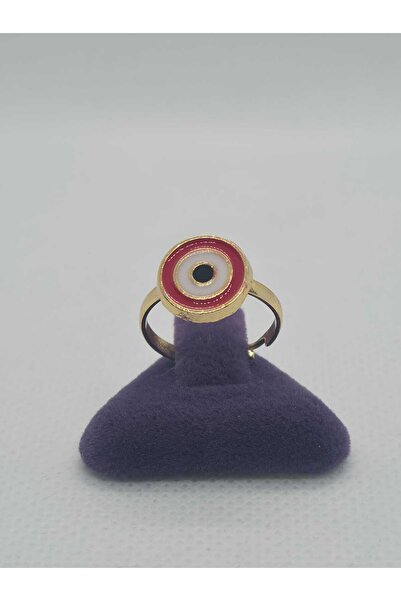 sarıyer silver Nazarlık Model Eye Steel Children's Ring with Enamel Work, Yel...