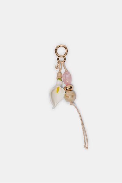 Stradivarius Beaded calla lily flower keyring