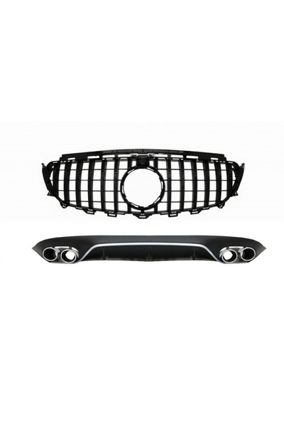 tuningset Difuzor Spate cu Ornamente Evacuare și Grilă Centrală Negru compati...