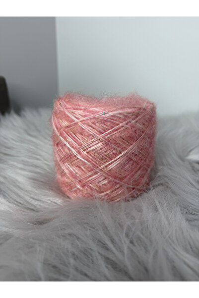 VELİNACOLLECTİON Pudra Pembe Pullu Moher Örgü İpi 100 gr