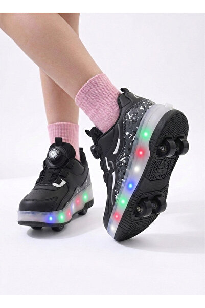 Empressco Nils Erkek Çocuk Patenli, Işıklı Rahat Siyah Spor Ayakkabı&Sneaker ...