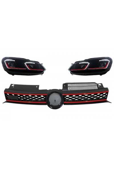 tuningset Grilă Centrală Față compatibilă cu VW Golf 6 VI 2008-2012 cu Faruri...
